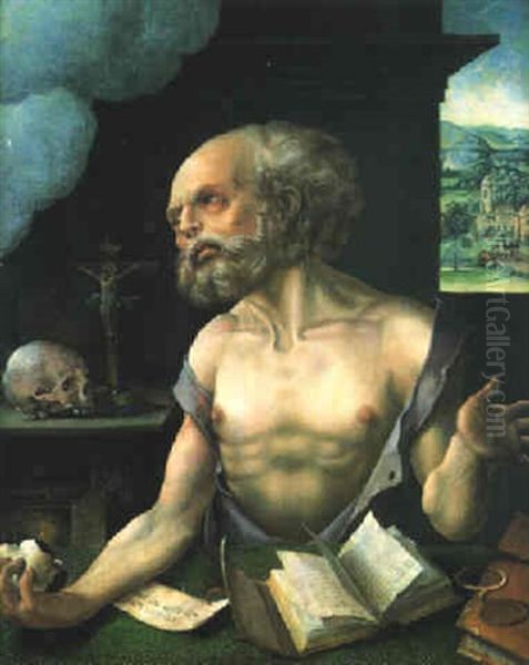 Saint Jerome Dans Son Cabinet Oil Painting by Jan Gossaert