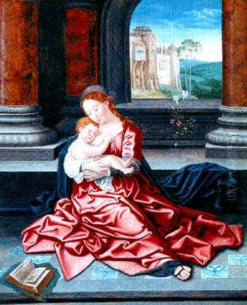 Vierge A L'enfant En Majeste Oil Painting by Jan Gossaert