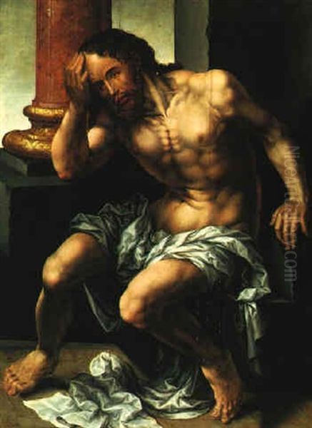 Christ At The Column Oil Painting by Jan Gossaert