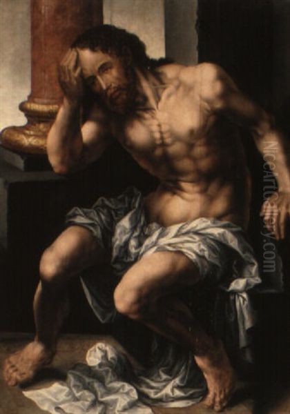 Christ At The Column Oil Painting by Jan Gossaert