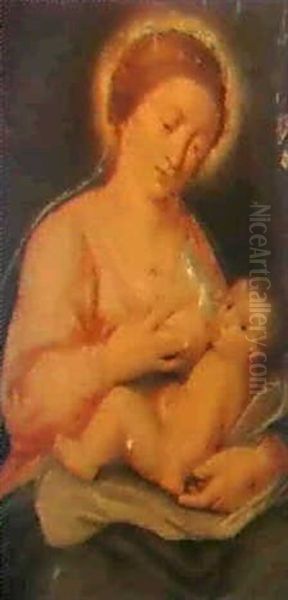 Vierge A L'enfant. (petits Eclats) Oil Painting by Jan Gossaert