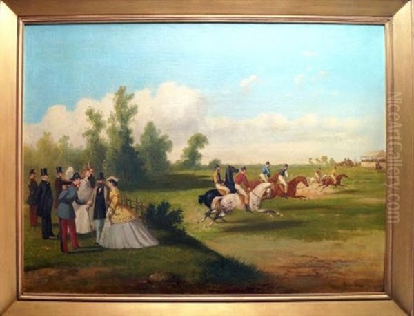 Napoleon Iii Et L'imperatrice Eugenie Aux Courses Oil Painting by Charles Gosselin