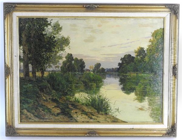 View Of A River At Dusk Oil Painting by Ferdinand Jules Albert Gosselin