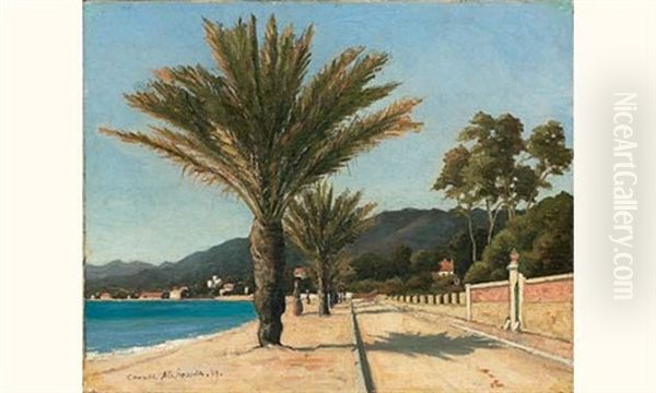 Cannes Oil Painting by Ferdinand Jules Albert Gosselin