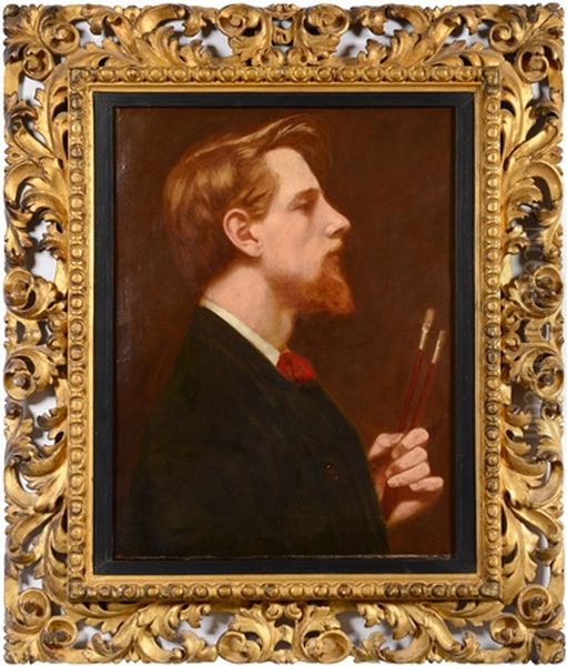 Self Portrait In Profile Oil Painting by Thomas Cooper Gotch