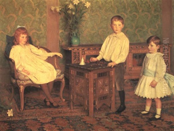 The Children Of L. Breitmeyer, Esq. Oil Painting by Thomas Cooper Gotch