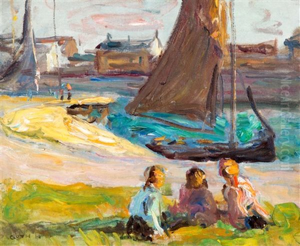 In De Haven Van Douarnenez, Bretagne Oil Painting by Moricz Goth