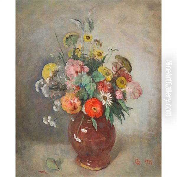 Still Life Of Flowers Oil Painting by Moricz Goth