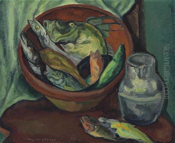 Still Life With Fish Oil Painting by Leopold Gottlieb