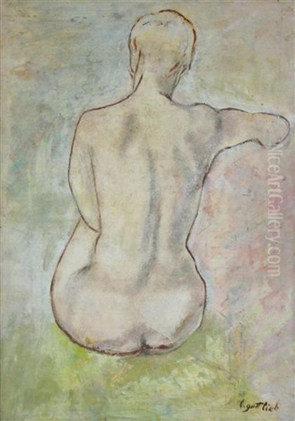 Seated Nude Oil Painting by Leopold Gottlieb