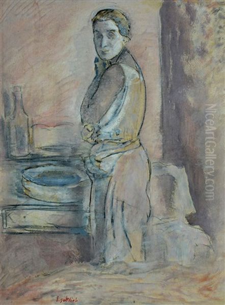 Woman Oil Painting by Leopold Gottlieb