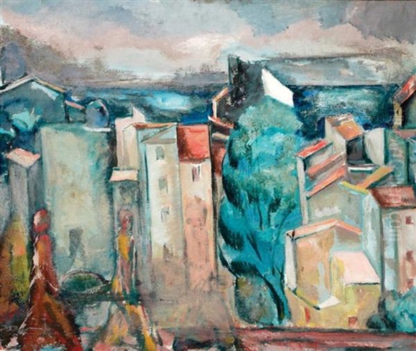 Urban Landscape Oil Painting by Leopold Gottlieb