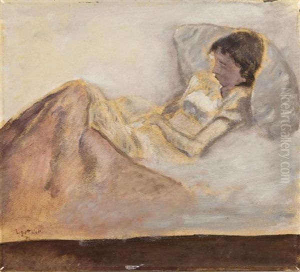 Reading Woman Oil Painting by Leopold Gottlieb