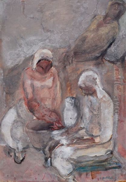 Figures Oil Painting by Leopold Gottlieb