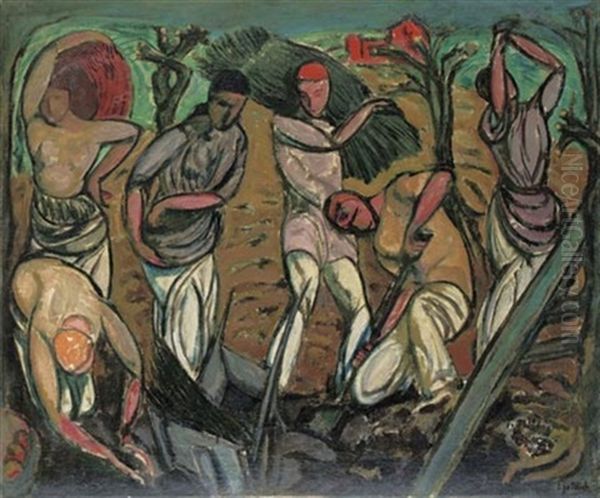 The Harvest Oil Painting by Leopold Gottlieb