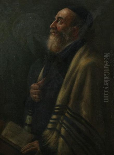 Portrait Of A Rabbi Oil Painting by Moritz Gottlieb