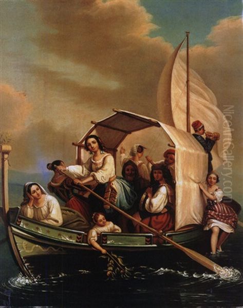 Die Bootspartie Oil Painting by Antoine de Gottrau