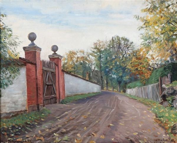 An Old Garden Gate, Kogegaard Oil Painting by Albert Gottschalk