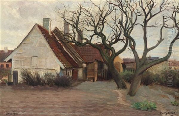 Scenery With Houses Near Koge Oil Painting by Albert Gottschalk