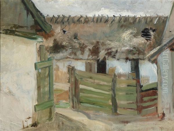 Farmhouse Exterior Oil Painting by Albert Gottschalk