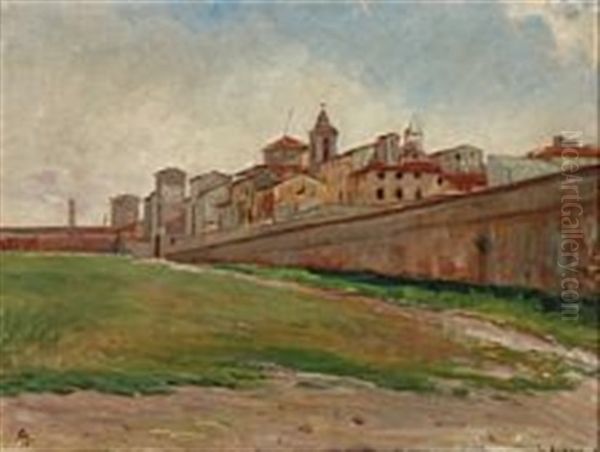 Cityscape Of Livorno Oil Painting by Albert Gottschalk