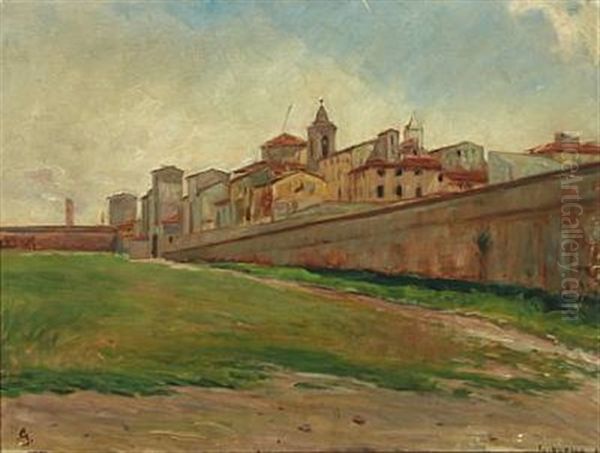 Cityscape Of Livorno Oil Painting by Albert Gottschalk