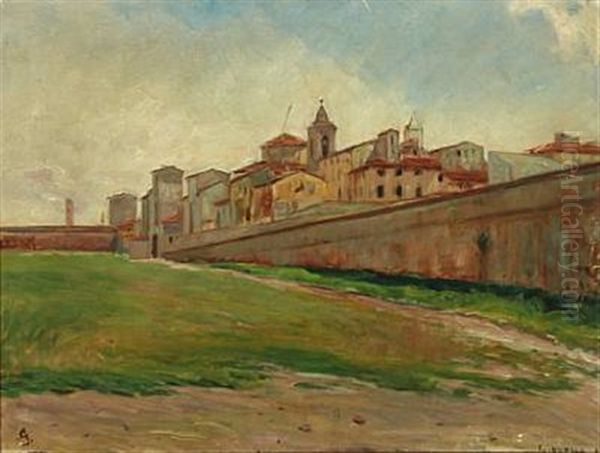 Cityscape Of Livorno Oil Painting by Albert Gottschalk