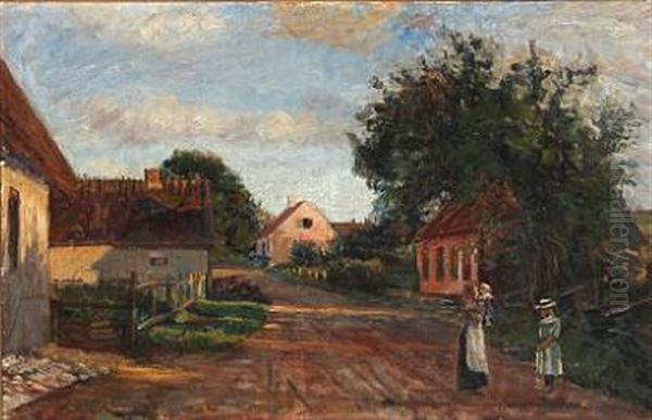 En Landsbygade Oil Painting by Albert Gottschalk