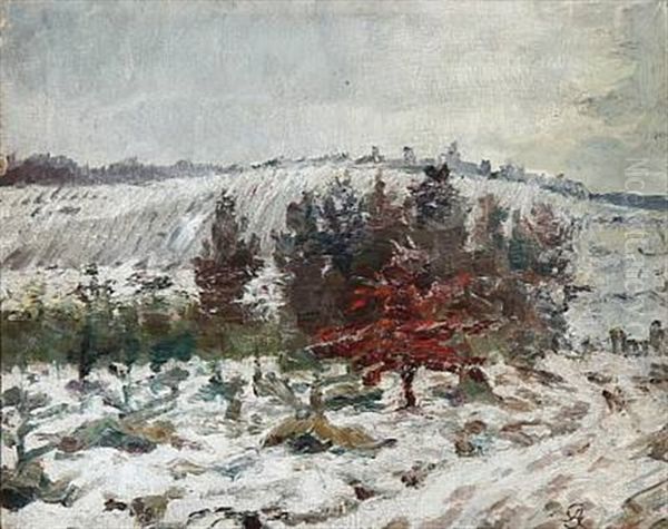 En Graa Vinterdag Med Snesjap Ve Emdrup (winter Landscape From Emdrup, Denmark) by Albert Gottschalk