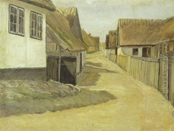 Gade I Gilleleje Oil Painting by Albert Gottschalk