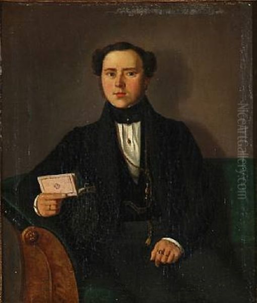 The Artist's Self-portrait Oil Painting by Jacob Christian Gottschalk