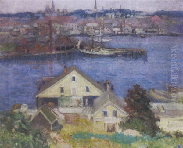 Gloucester Harbor Oil Painting by Frederick Carl Gottwald