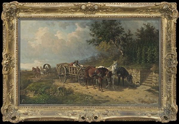 Return From The Fair Oil Painting by Eduard Goetzelmann