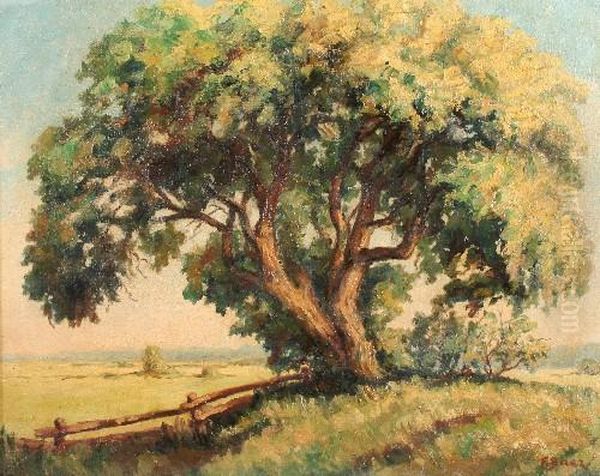 Alter Baum In Landschaft Oil Painting by Fritz Baer