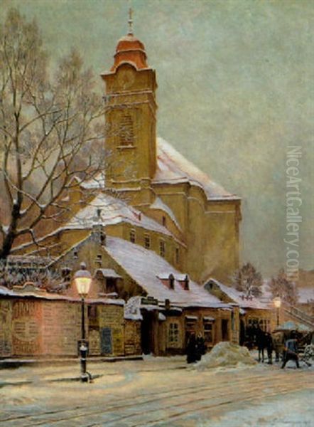 Erdberger Kirche Oil Painting by Hans Goetzinger