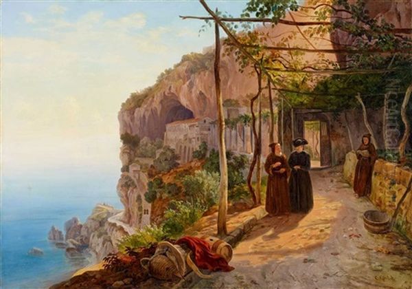 Der Kapuzinerkonvent San Francesco In Amalfi Oil Painting by Carl (Karl) Wilhelm Goetzloff