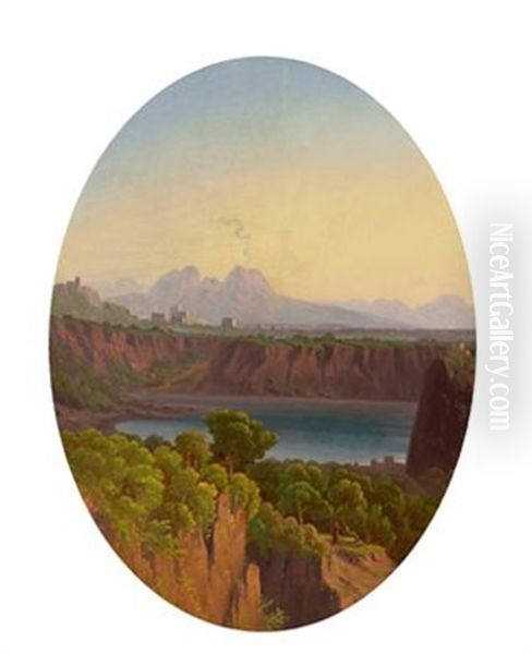 Suditalienische Landschaft In Der Umgebung Von Neapel Oil Painting by Carl (Karl) Wilhelm Goetzloff