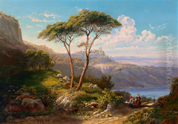 Blick Auf Castel Gandolfo Oil Painting by Carl (Karl) Wilhelm Goetzloff