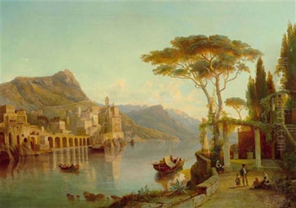 Blick Auf Atrani Oil Painting by Carl (Karl) Wilhelm Goetzloff