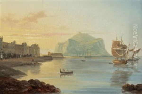 Der Hafen Von Palermo Oil Painting by Carl (Karl) Wilhelm Goetzloff