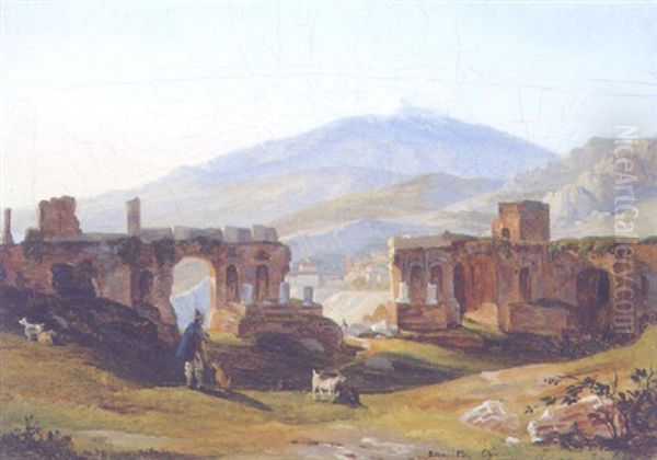 Das Griechische Theater Von Taormina Oil Painting by Carl (Karl) Wilhelm Goetzloff