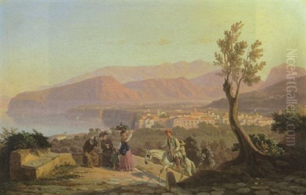 Blick Auf Sorrent Oil Painting by Carl (Karl) Wilhelm Goetzloff