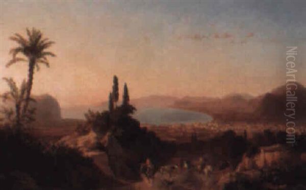 View Of Reggia, Calabria Oil Painting by Carl (Karl) Wilhelm Goetzloff