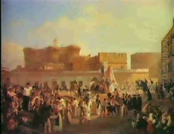 Scene Aus Dem Neapolitanischenvolksleben Oil Painting by Carl (Karl) Wilhelm Goetzloff