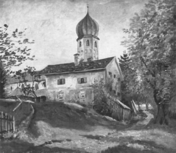 Blick Auf Das Benediktinerinnenkloster Frauenchiemsee Auf Der Fraueninsel Oil Painting by Paul Goetz-Racknitz