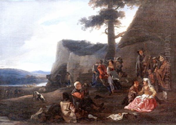 Le Repos Des Paysans Dans La Campagne Oil Painting by Antoon Goubau