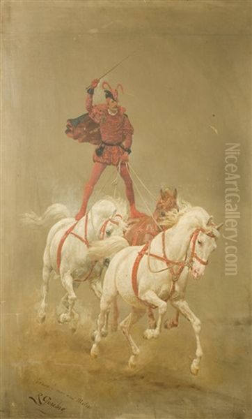 L'acrobate Du Cirque Molier Oil Painting by Jean Richard Goubie