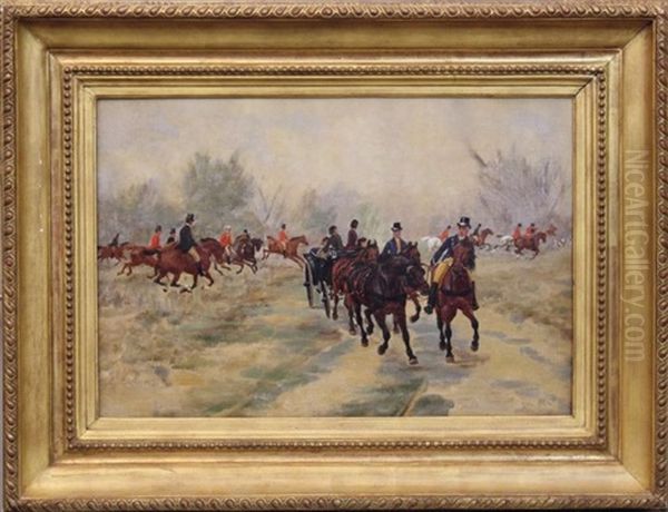 Scene De Chasse A Coure Oil Painting by Jean Richard Goubie