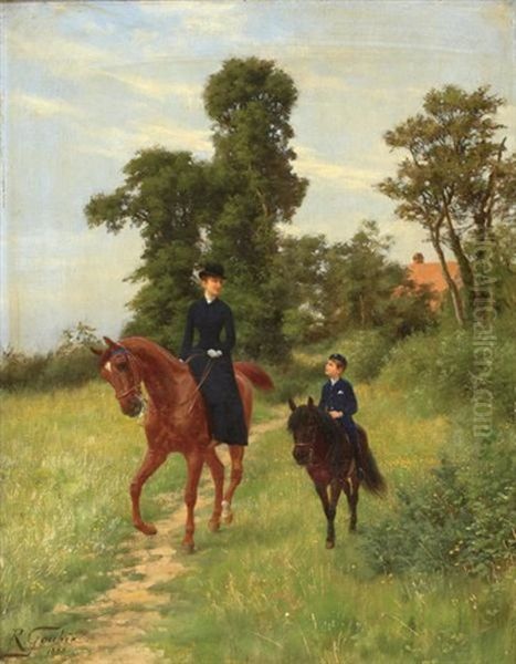 Off For A Canter Oil Painting by Jean Richard Goubie