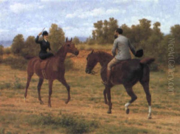 Eine Zuf,llige Begegnung Oil Painting by Jean Richard Goubie